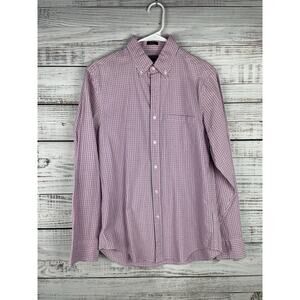 J.Crew Men’s Classic Fit Flex Washed Pink Blue Plaid Button Down Shirt Small NEW